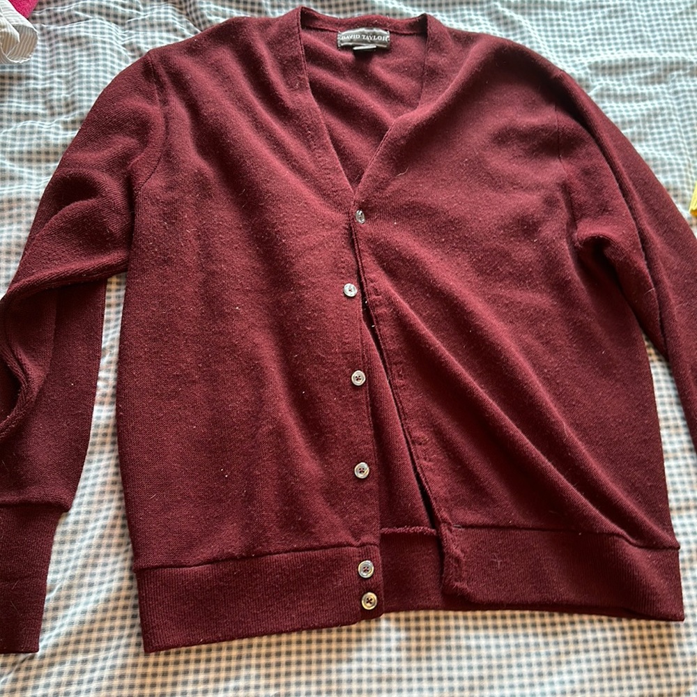 Xl grandpa sweater by David Taylor. Burgundy.
